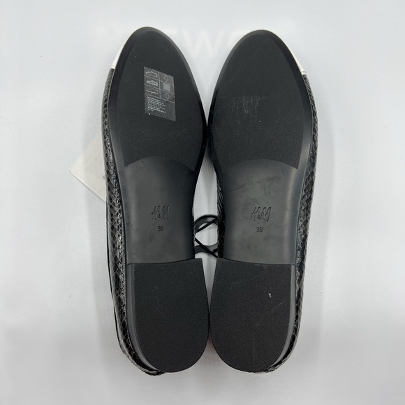 H&M Sz 39/US 8 White Black Faux Snakeskin Ballet Flats NWT - Picture 10 of 11
